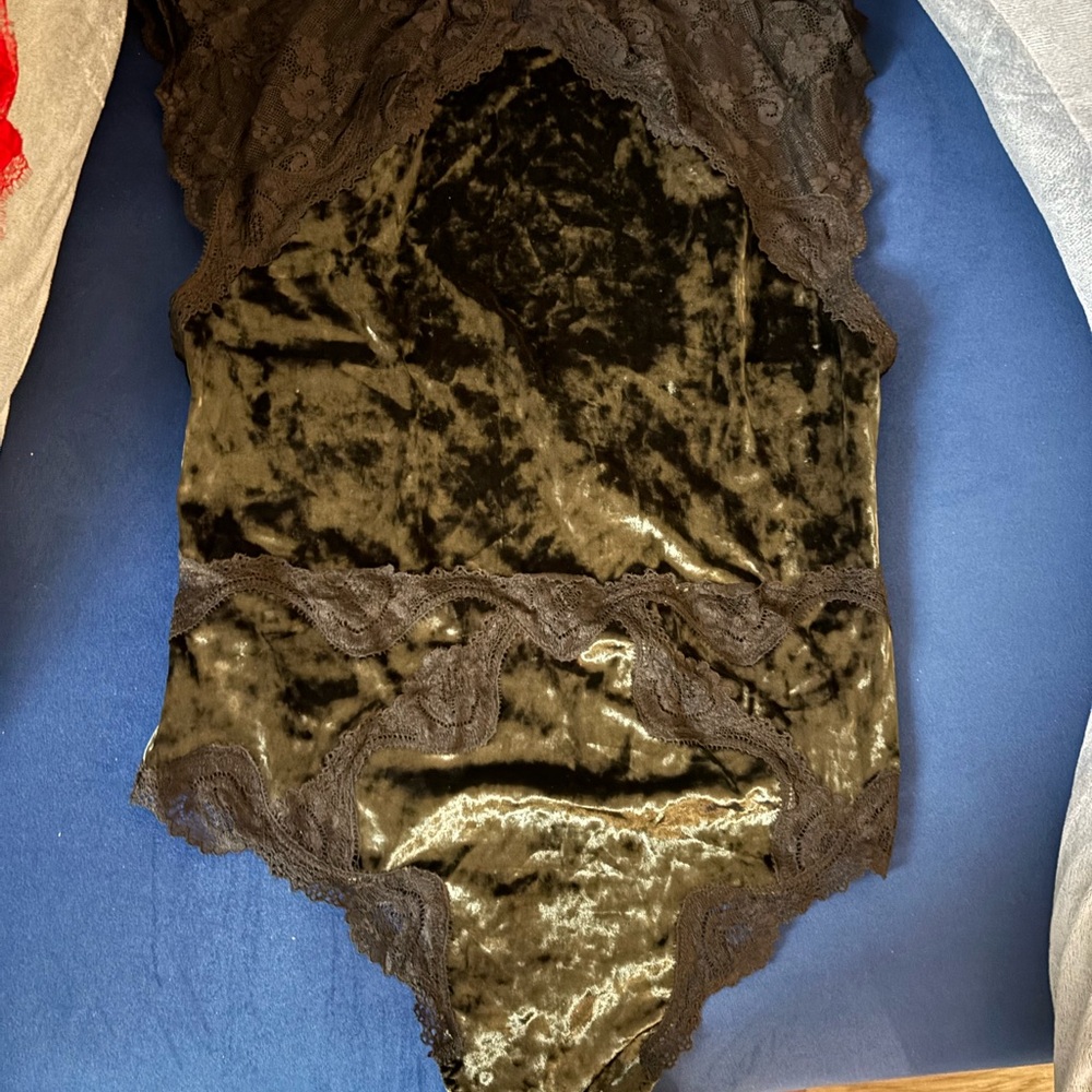 Victoria's Secret Black Velvet and Lace Chemise